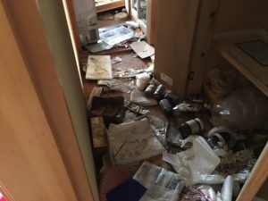 動物と泥棒に荒らされた空家